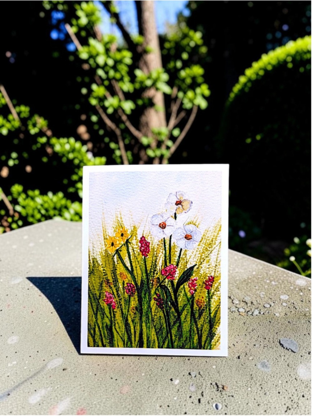 12 Watercolor Notecards: Whimsical Wildflowers (4.25" x 5.5") - Picture 3 of 8